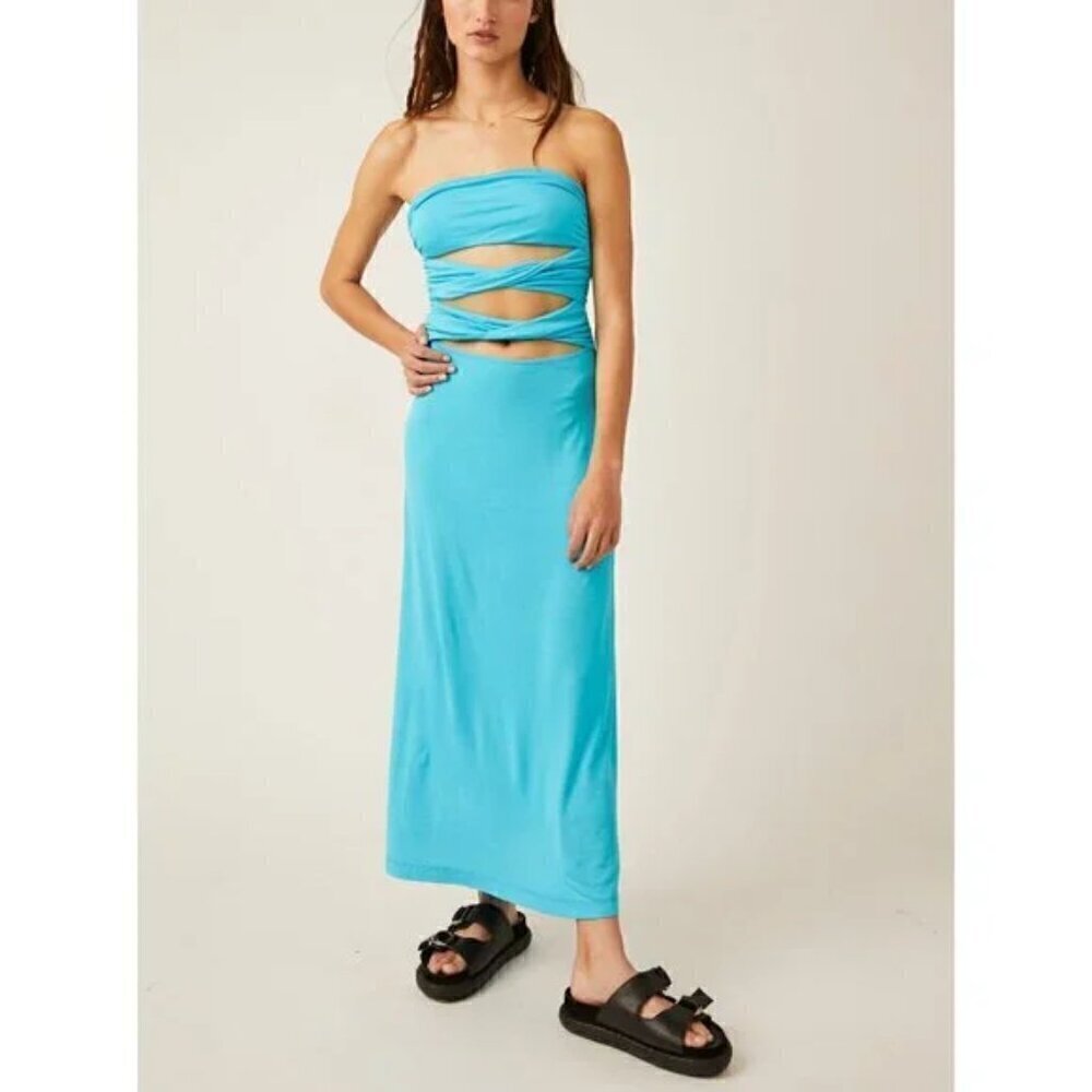 FREE PEOPLE Embrace Midi in Scuba Blue Size Large - Picture 15 of 16
